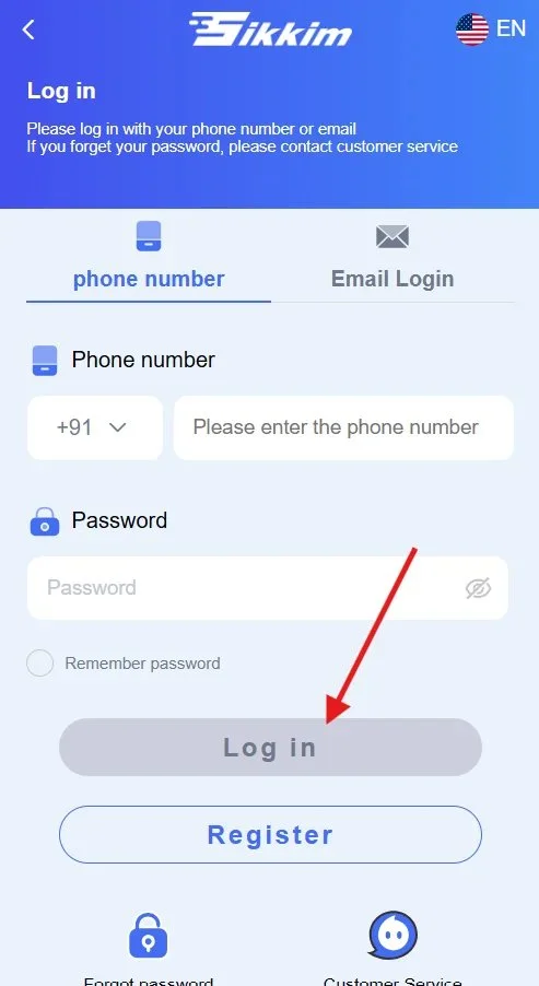 Click the Login button in end